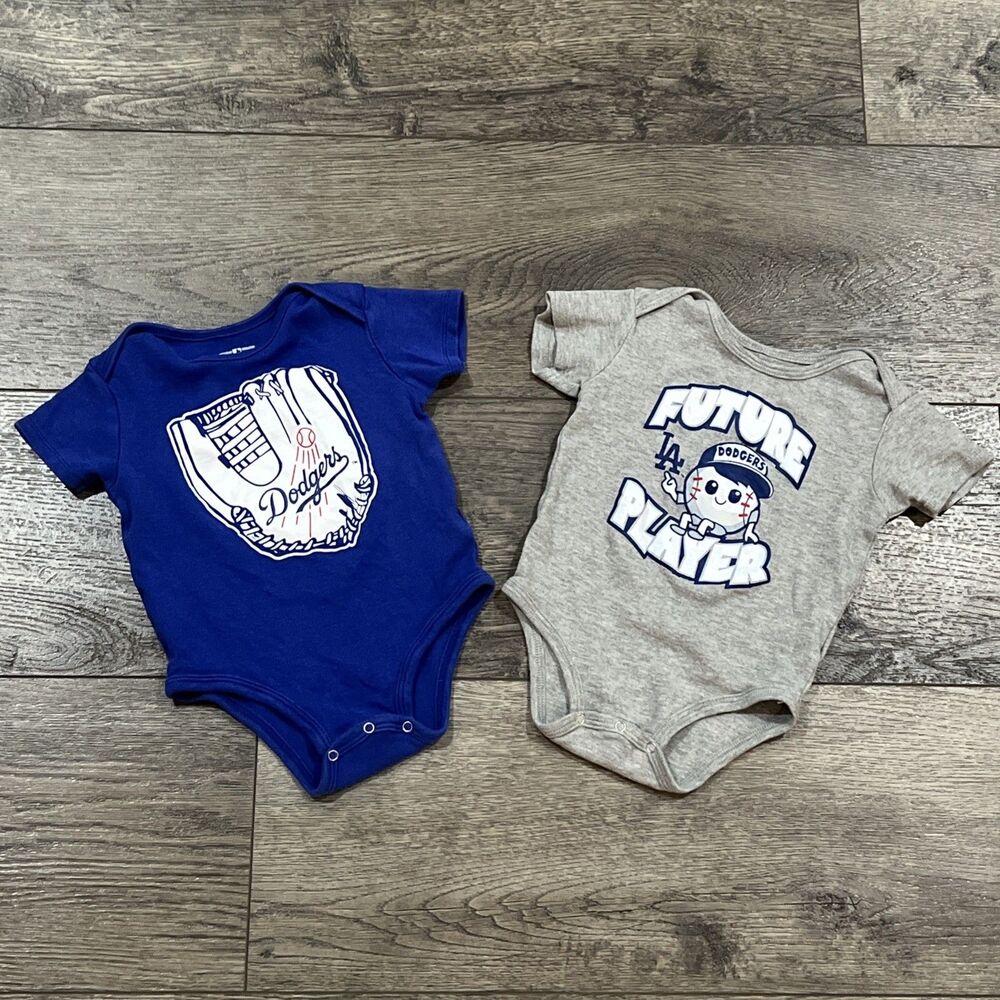 MLB LA Dodgers Romper 2-Piece Bundle Future Player Blue Gray Baby Size 24 Months